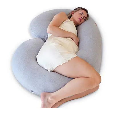 Pharmedoc The CeeCee Pillow Pregnancy Pillow C-Shape Full Body Maternity Pillow (Grey Jersey Cov