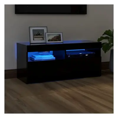 vidaXL TV Cabinet with LED Lights Black Hifi Stand Desk Living Room Furniture