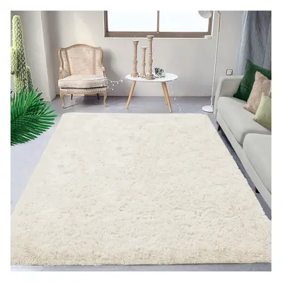 (160cm x 230cm (5ft 3" x 7ft 6"), Cream Shaggy Rugs) Fluffy Rug Non-Slip Shaggy Rugs Living Room