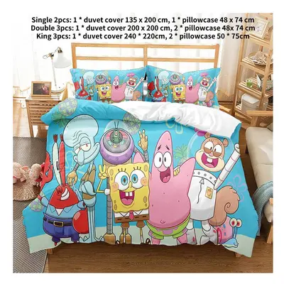 (Single) Fashion Spongebob Casual Unique Personality Classic Cute Cartoon 3d Duvet Cover