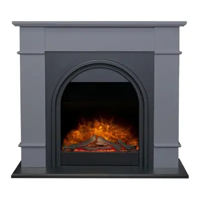 Adam Chesterfield Electric Fireplace Suite in Grey & Charcoal Grey, Inch