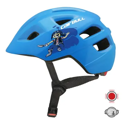 (Blue) 3Modes Lights PC+EPS Shock-proof Children Riding Helmet Kids Bicycle Helmet Balance Scoot