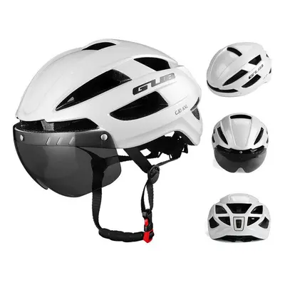 (White) Bike Helmet 65cm Bicycle Goggles Modes Taillight Breathable Helmet Outdoor Safety Cyclin