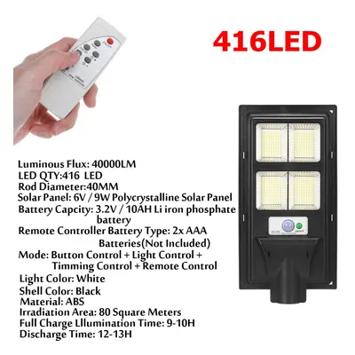 (416LED) 208/416/624/832LED Solar Powered Wall Street Light PIR Motion Sensor Dimmable Lamp + Re