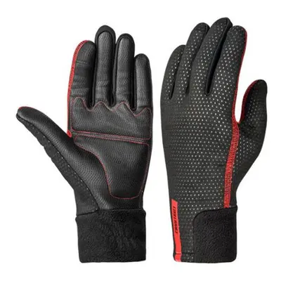 (Black + Red, 3XL) Cycling Gloves Winter Thermal Windproof Full Finger Anti-Slip Touch Screen Bi