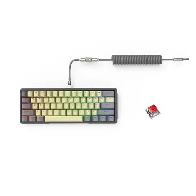 (Grey One, Red Switch) DIY Key Gaming Mechanical Keyboard With Hot swappable OEM RGB Lighting Ef