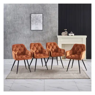 (Set of chairs, Orange) 2/4 Dining Chairs Velvet Chairs home & restaurants