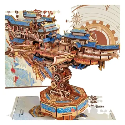 3D Wooden Puzzle Wind Voyager Assembled Kits Mechanical Gear Rotation Decor