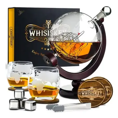 Whisiskey Whiskey Decanter Globe - ml Whiskey Carafe Set Gifts For Men Inc. Whiskey Glasses Whis