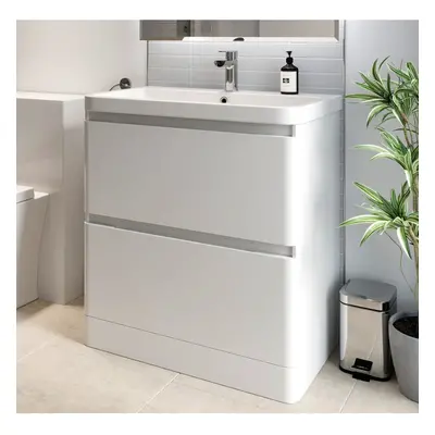 Bathroom Cloakroom Vanity Unit Wash Basin Base Cabinet Drawers Storage White