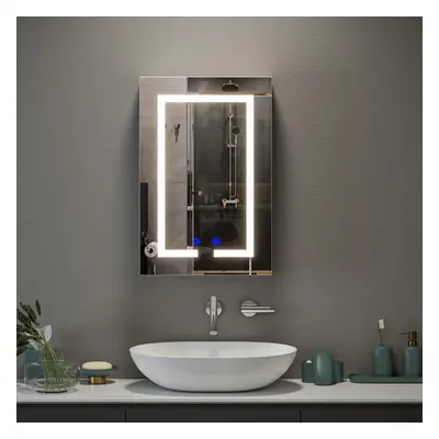 BELIWIN Bathroom Wall-Mounted Mirror Cabinet with Led Lights and Shaver Socket, Illuminated LED 