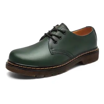 (Green, UK 9=EU 43=265 mm) Men's Martin Boots 3-Eye Black Smooth Oxford Sole Leather Shoes Class