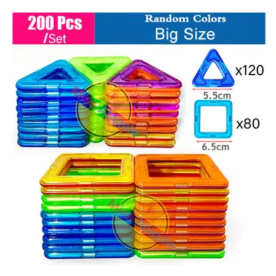 (big size 200pcs) 50-300Pcs Designer Magnetic Blocks Big and Size Magnet Toys Pulling Magnetic