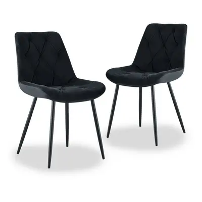 (Black, pcs) 2/4/6 Dining Chairs Padded Seat Metal Legs