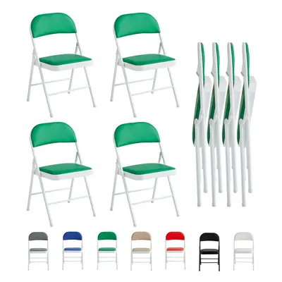 (PACK OF 4, GREEN) 1/2/4/6 Faux Leather padded Foldable Chairs