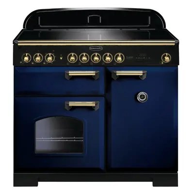 Rangemaster CDL100EIRB/B Classic Deluxe Regal Blue with Brass Trim 100cm Induction Range Cooker 