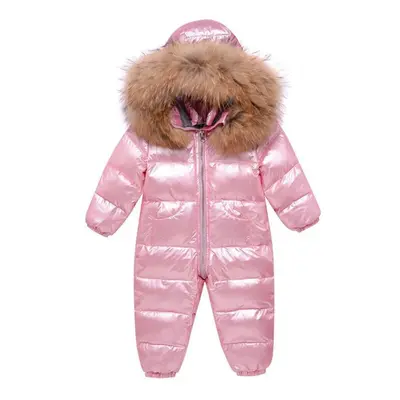 (pink, 90(12M)) Infant Toddler Winter Jumpsuit Overalls For Girls Children Thick Ski Suit Boys D