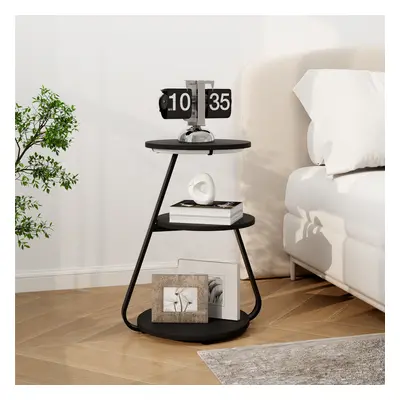 3-Tier LED Lighted Side Table Storage Sofa Bedside End Table Black UK