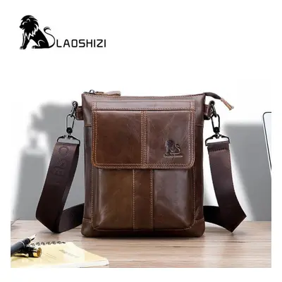 (brown) Causal Men&apos;s Genuine Leather Shouder Bag Business Bags High Quality Messenger Bag F