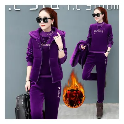 (purple, XS) Plus Velvet Thickened Gold Velvet Winter Warmth Double-sided Velvet Casual Vest Swe