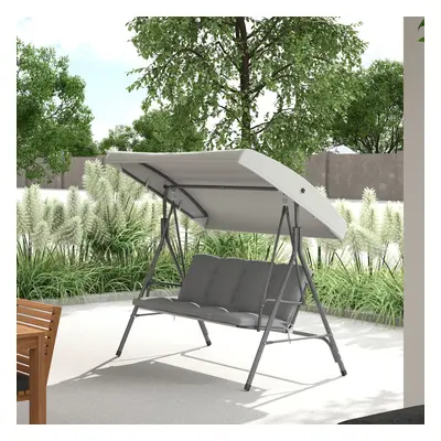 Outsunny Person Porch Swing Chair Outdoor Lounge Bench Canopy Light Grey