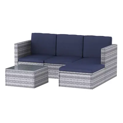 (Grey) Pieces Rattan Garden Outdoor Patio Sofa Set