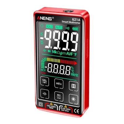 (red) Aneng 621a Touch Screen Intelligent Digital Multimeter Counts Auto Range Rechargeable Port