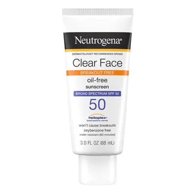 Clear Face Liquid Lotion Sunscreen for Acne-Prone Skin, Broad Spectrum SPF UVA/UVB Protection, F