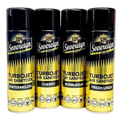 4 x Mix Bundle New Scents Sovereign Car Home Office Gym Turbojet Air Sanitiser Freshener Spray