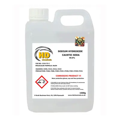 (2500g (2.5kg)) Caustic Soda Sodium Hydroxide Lye 99% Soap, Drains