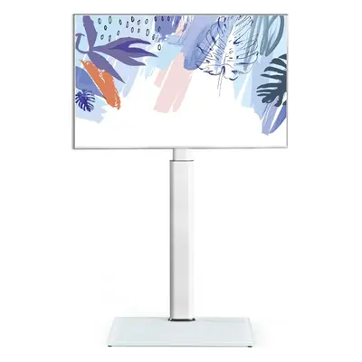 (White) White TV Floor Stand for to Inch TVs, Floor Standing TV Stand with Swivel Bracket, Heigh