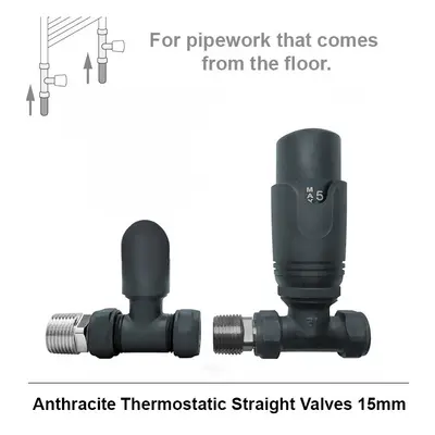 (Straight, Anthracite Grey) Angled & Straight Thermostatic Radiator Valves