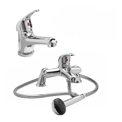 Dame Bathroom Basin Mono Mixer Tap & Bath Shower Mixer Tap Chrome