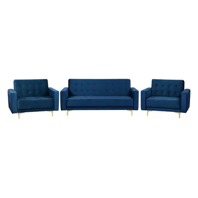 Modular Velvet Living Room Set Navy Blue ABERDEEN