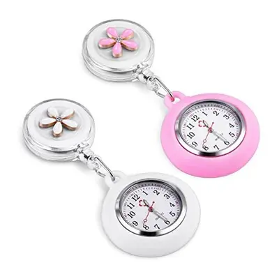 Vicloon Retractable Nurse Watch, Pcs Clip-on Hanging Nurse Fob Watch, Luminous Lapel Watches wit