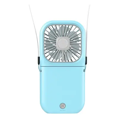 (Blue) Mini Desk Fan Automatic Adjustment Shaking Travel Fan USB Rechargeable with Speeds