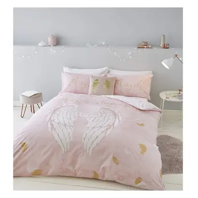 Catherine Lansfield Angel Blush King Size Duvet Cover Set Bedding Bed Linen