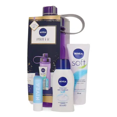 HYDRATE & GO SET 4PC (75ML MOISTURISER, 50ML SHOWER CREAM, L/BALM & WATER BOTTLE)