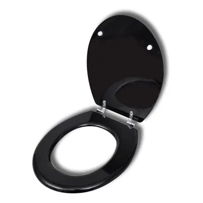 vidaXL WC Toilet Seat MDF Lid Simple Design Black Fixture Accessory