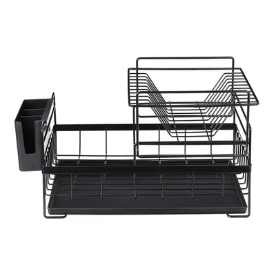 (Black) Metal Multi Layer Dish Rack Drainer Drying Dish Tray Holder Kitchen Organizer Home Kitch