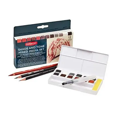 Derwent Shade & Tone Mixed Media Set, Piece Set, Natural Paint Colours with Inktense, Graphitint