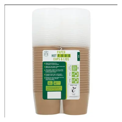 Ecopac Paper Hot Food Cups & Lids x 12oz