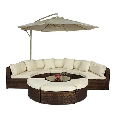 Monaco Rattan Large Semi Circle Sofa Garden Furniture Set