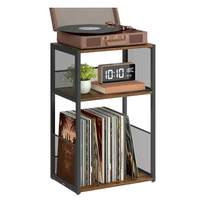 VASAGLE Record Player Stand 3-Tier Side Table Vinyl Record Storage up to Albums End Table for Li