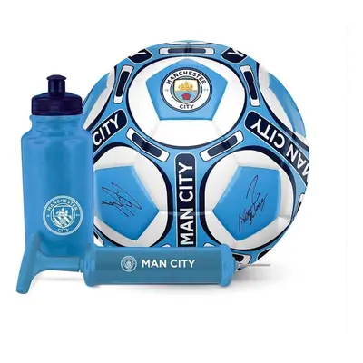 Manchester City FC Team Merchandise Football Signature Ball Bottle Pump Gift Set 500ml