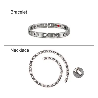 (silver) Ikuinen Rose Gold-color Jewelry Sets For Women Men Chain Choker Germanium Steel Magneti