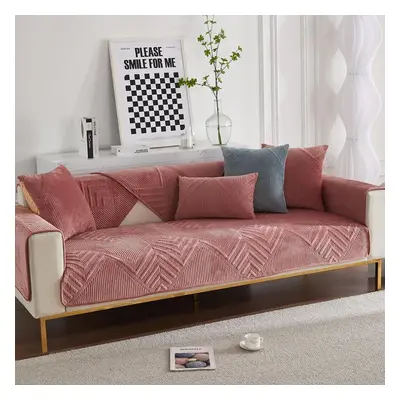 (dark pink, 110x210cm 1pcs) Thicken Plush Sofa Cover Universal Sofas Towel Anti-slip Combination