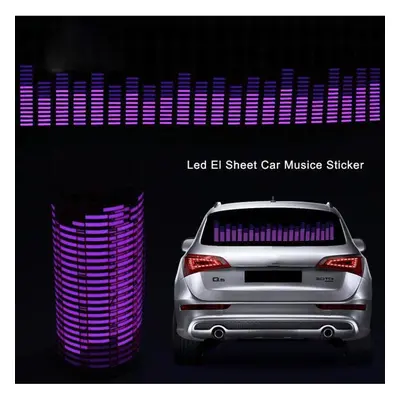 (purple, 114*30cm) Car Rear Window Sticker Led Sound Activated Equalizer Car Neon El Light Music