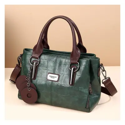 (green, 12cm*20cm*28cm) Ladies Shoulder Bag Retro Portable Slung Large Capacity Multi-compartmen