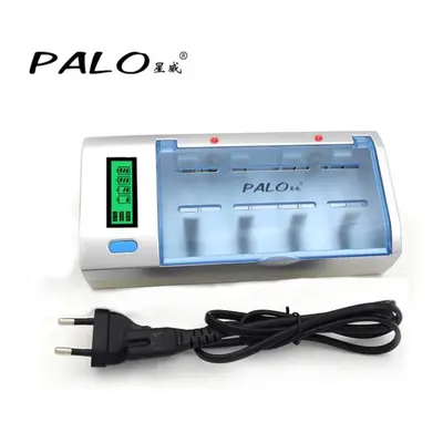 (white EU) Palo Slots Lcd Display Battery Charger For Nimh Nicd 1.2v Aa Aaa C D Size Or 9v Recha